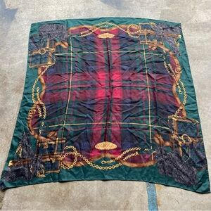 Vintage Ralph Lauren Silk scarf 35″ square Plaid Scottie Dogs Trunks Rare